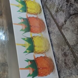 Pineapple Mug Set - Orange and Yellow Tropical Glass‎ Set